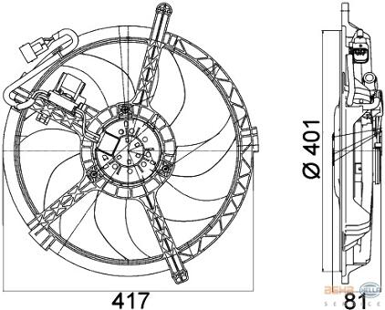 Mini Engine Cooling Fan Assembly 17427535100 - Behr 351042721